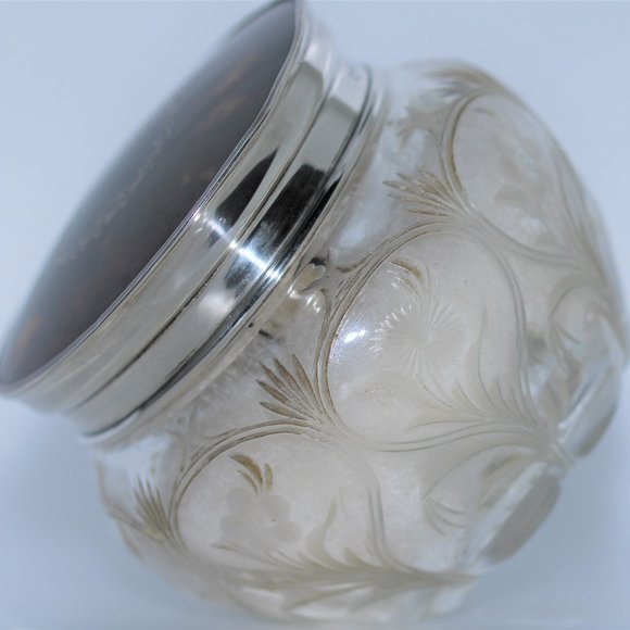 Vintage Tortoise & Sterling Vanity Jar - Picture 9 of 11